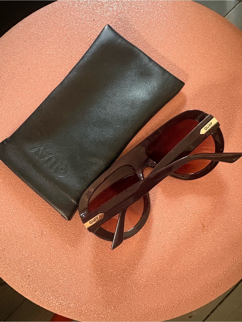 Quay Set List Aviator/Shield Sunglasses - Purple Frame, Dark Brown Camel Lens - Picture 5 of 11